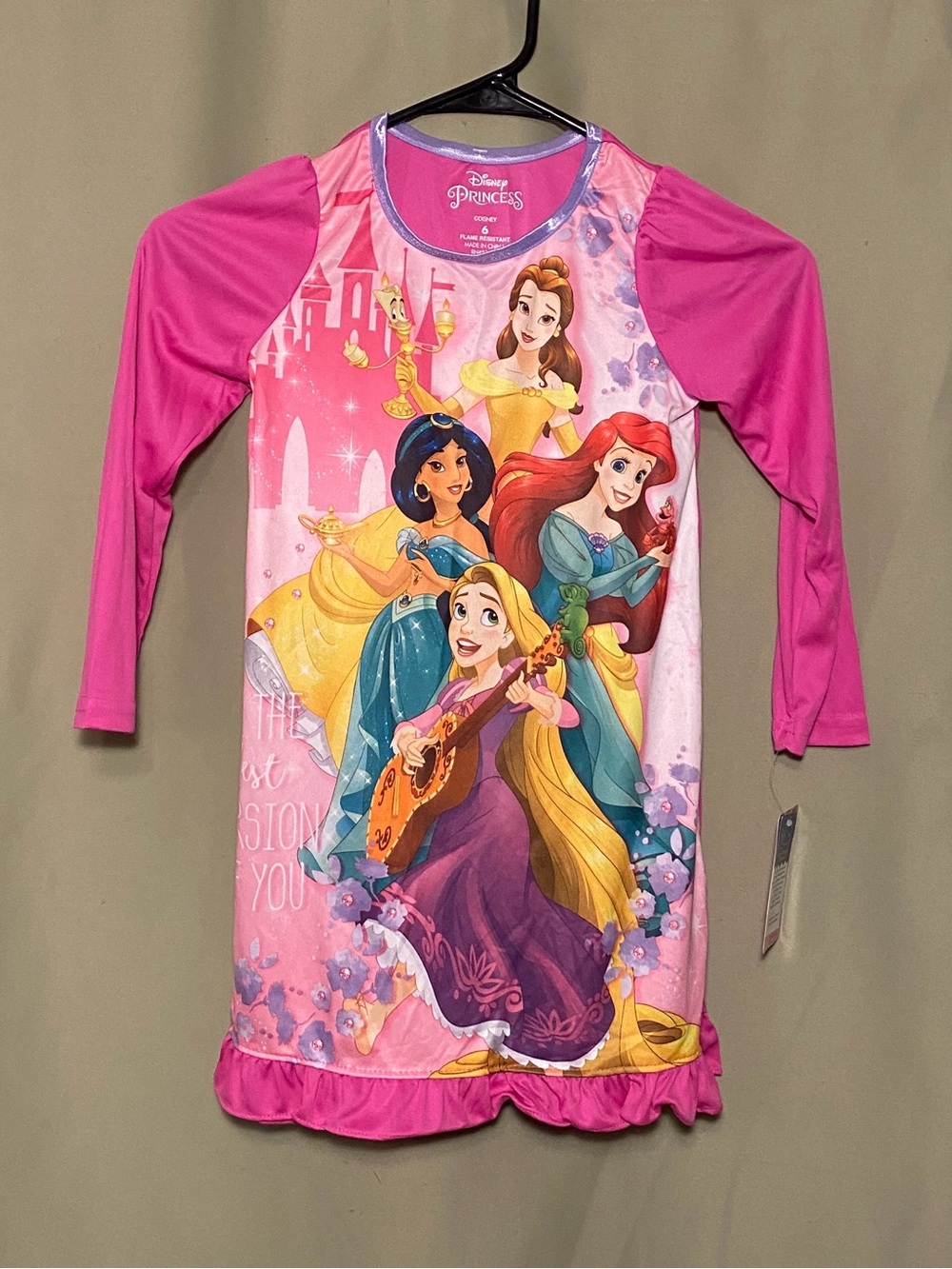 Disney Princess Pink Flame Resistant Sleepwear Nightgown Girls size 6 NWT
